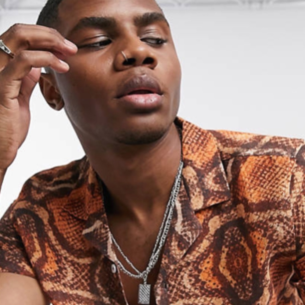 ASOS DESIGN Regular Revere Shirt in Kaleidoscope Animal Hopsack Print